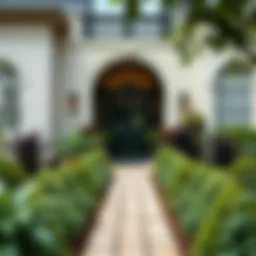 An elegantly designed front garden showcasing diverse plant varieties in harmonious arrangement