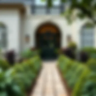 An elegantly designed front garden showcasing diverse plant varieties in harmonious arrangement