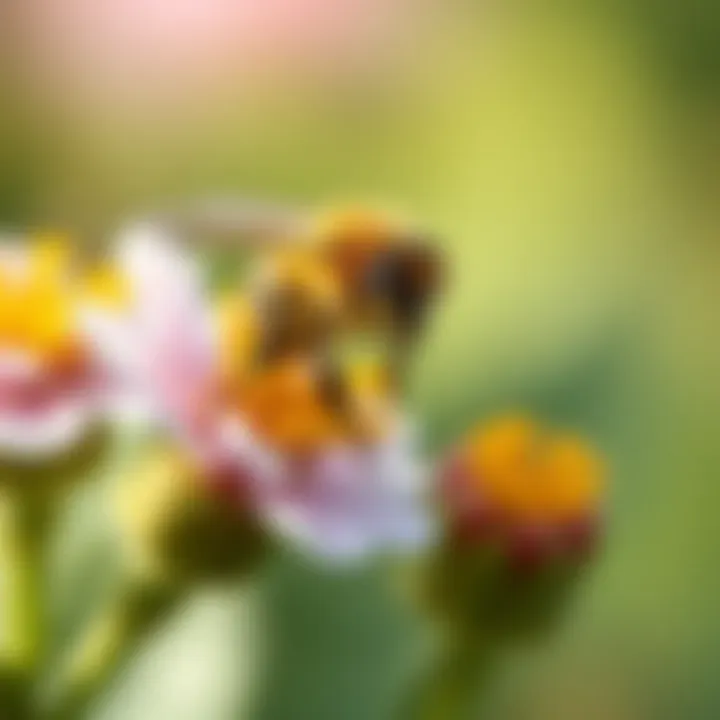 Close-up of a bee pollinating a flowering plant