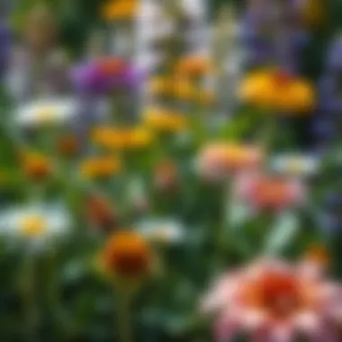 Diverse array of bee-friendly plants in full bloom