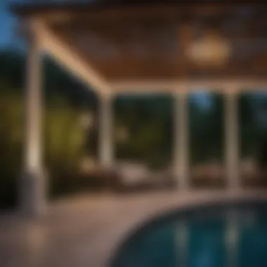 Elegant Poolside Pergola with Ambient Lighting