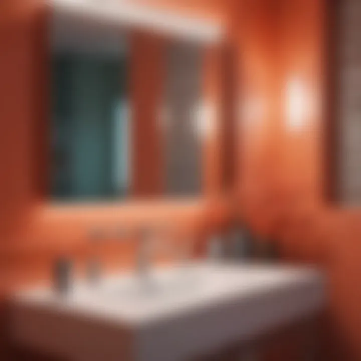 Vibrant bathroom showcasing lively coral shades