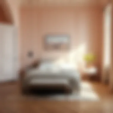 Stylish bedroom featuring soft pastel hues