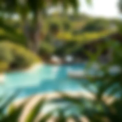 Serene spa pool surrounded by lush greenery