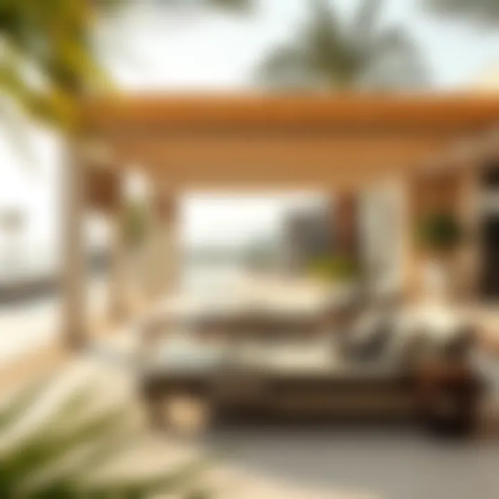 Scenic outdoor relaxation area with elegant loungers