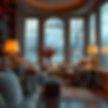 A cozy reading nook designed for ultimate relaxation Luxurious reading nook with plush chairs and warm lighting