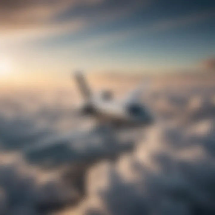 State-of-the-art private jet soaring through the clouds