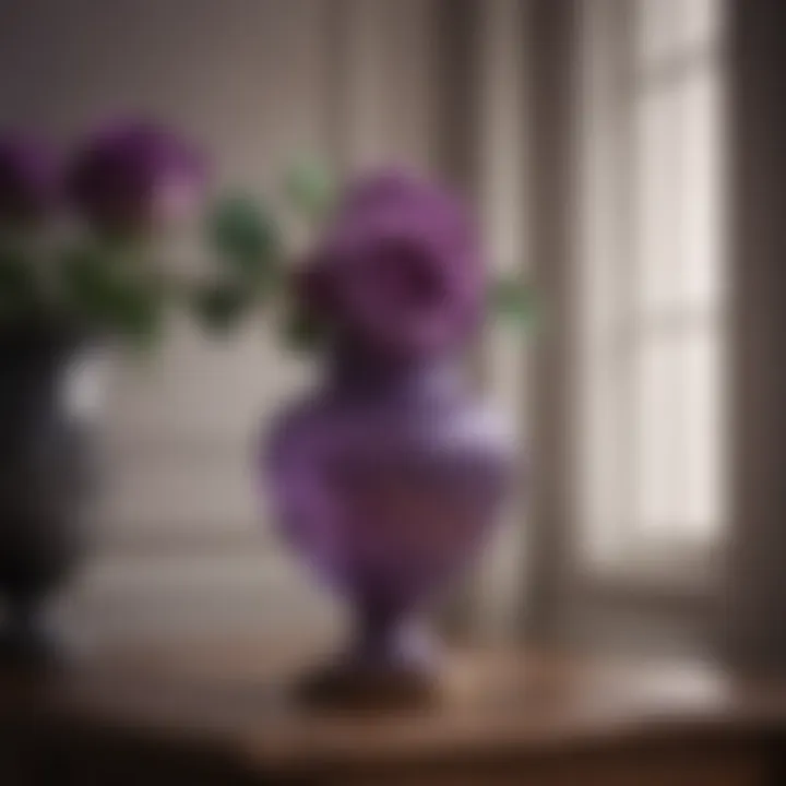 Purple rose in a vintage vase