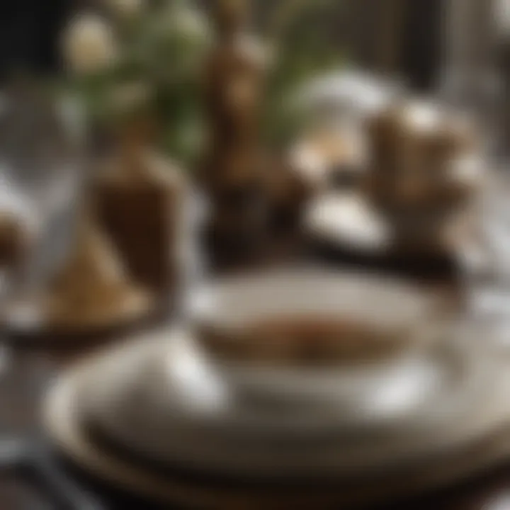 Close-up of Ralph Lauren luxury tableware set on a dining table