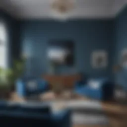 Elegant living room with a soothing blue palette