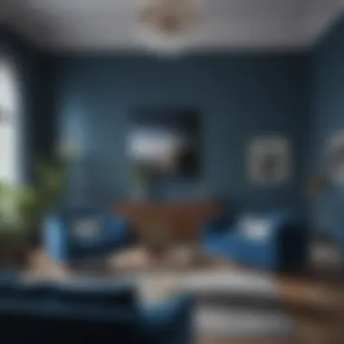 Sophisticated Blue Hues in Living Room Design Elegant living room with a soothing blue palette