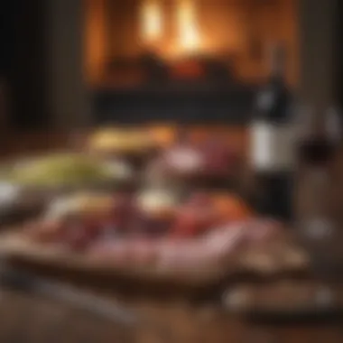 Bottle of Red Wine with Charcuterie Board