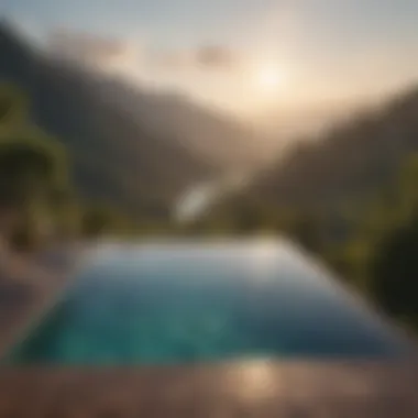 Elegantly designed infinity pool overlooking a lush valley