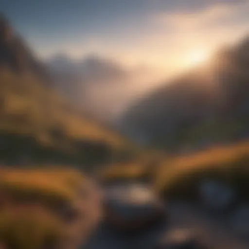 Serene mountain landscape at sunrise