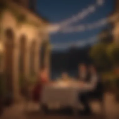 Elegant couple enjoying a romantic candlelit dinner under the stars