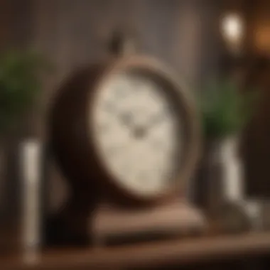 Timeless Elegance: Vintage Clock Accent Vintage Clock on Wooden Shelf