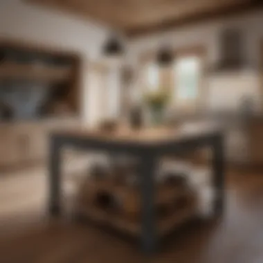 Rustic farmhouse kitchen island with reclaimed wood accents