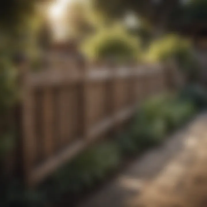 Rustic wooden fence surrounding patio