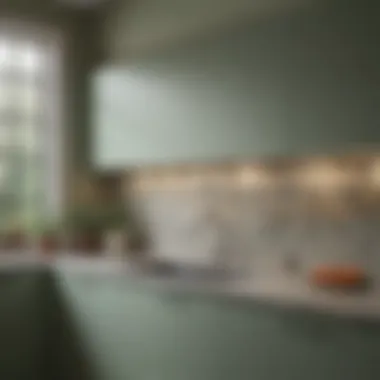 Contemporary Serenity: Sage Green Walls with Stone Countertops Modern Sage Green Walls with Natural Stone Countertops