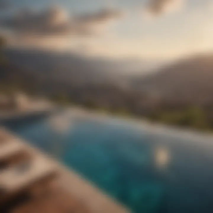 Luxury infinity pool overlooking scenic mountains