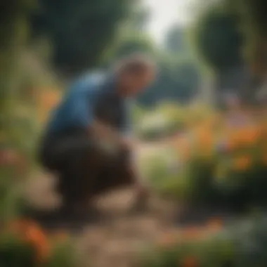 Gardener selecting flowers for seasonal planting