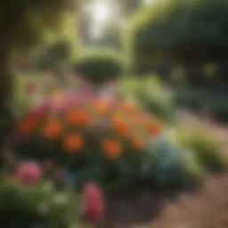 Vibrant seasonal flowers in a lush garden setting