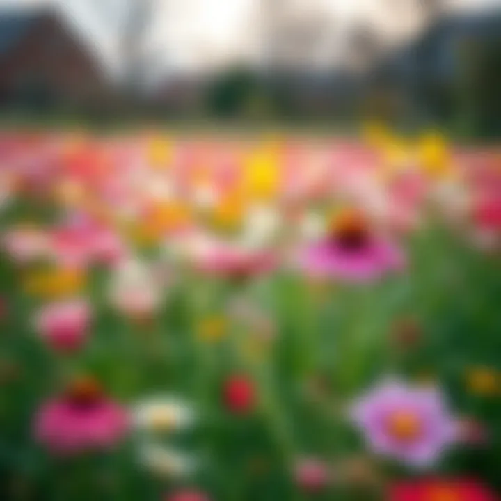 A field blooming with diverse flowers during spring