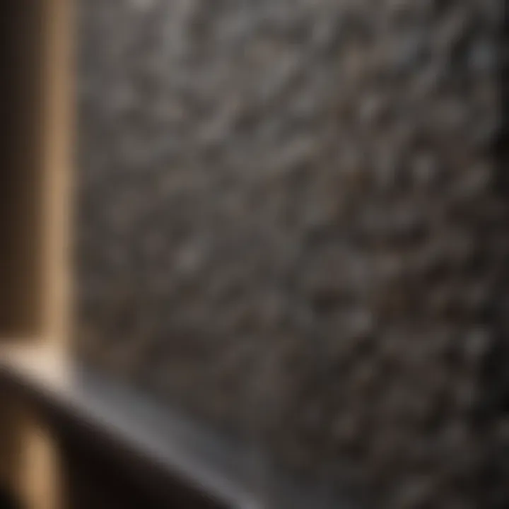 Close-up of textured wallpaper in a modern setting