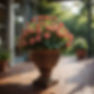 Artistic Flower Arrangement in a Shaded Patio