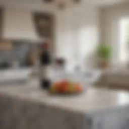 Sleek Marble Kitchen Island with Integrated Wine Storage