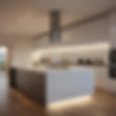 Sleek recessed lighting illuminating kitchen island