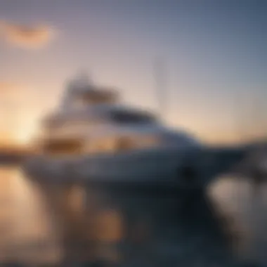 Sleek Yacht Docked at Sunset Marina