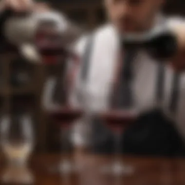 Sommelier Pouring Exquisite Red Wine into Crystal Glass