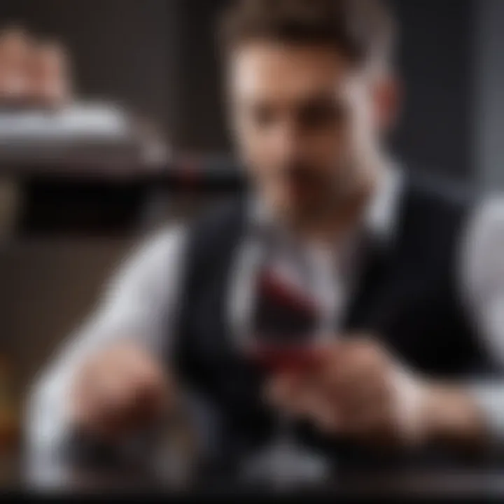 Sommelier Pouring Red Wine into Crystal Glass