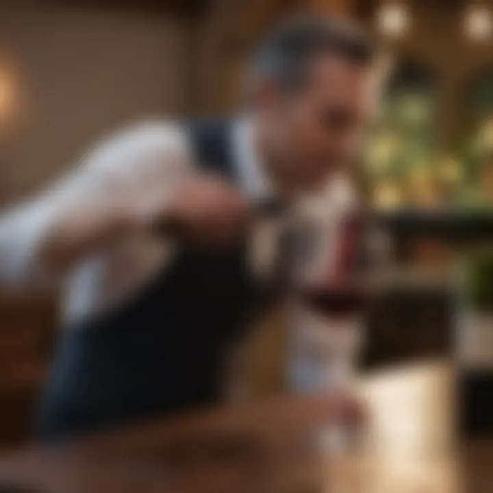 Sommelier pouring wine into glass