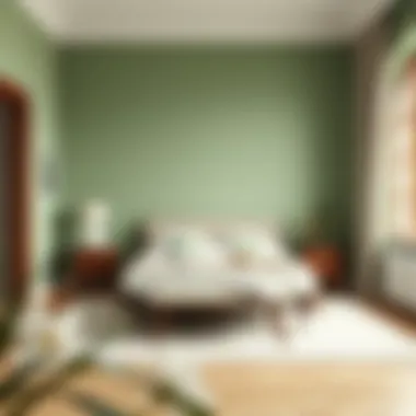 Peaceful Bedroom with Light Green Walls A peaceful bedroom featuring light green walls