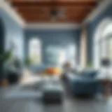 Serene Living Room in Soft Blue A serene living room painted in soft blue tones