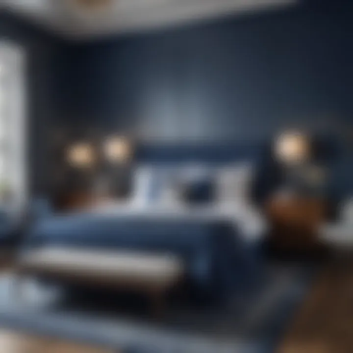 Sophisticated Bedroom Color Scheme in Indigo and Gray