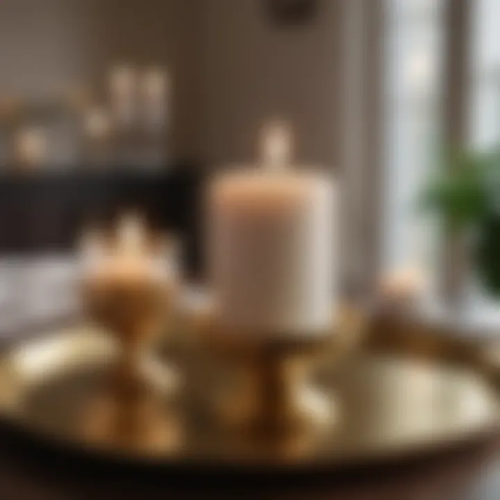 Elegant Candle Display on Gold Tray