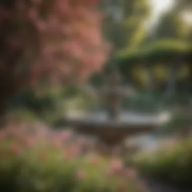 Graceful Fountain Amidst Blossoming Flowers Sophisticated Cottage Garden Fountain Amongst Blooms