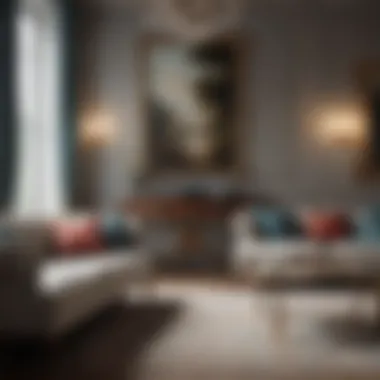 Textiles and decor elements in a sophisticated living room