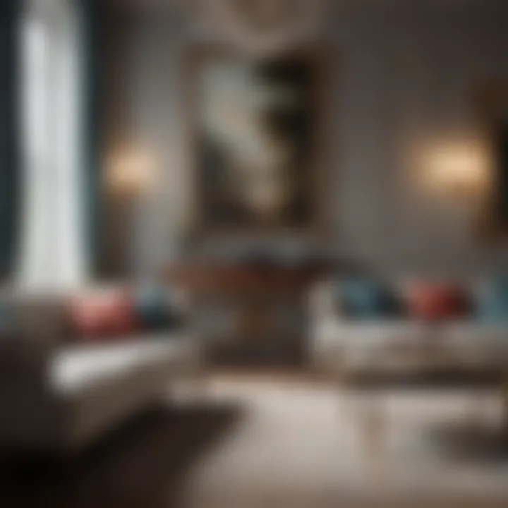 Textiles and decor elements in a sophisticated living room