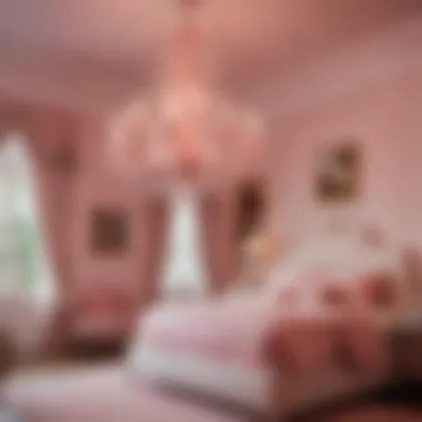 Sophisticated Pink Crystal Chandelier in Pink Bedroom