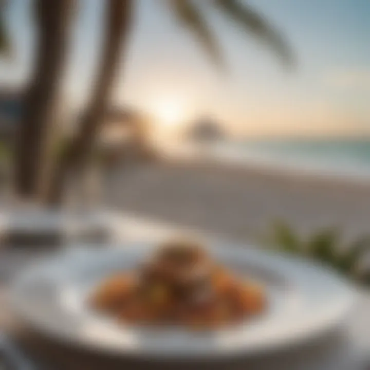 Exquisite beachside dining setting with gourmet cuisine