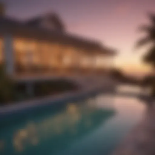 Scenic view of a southern beach house at sunset