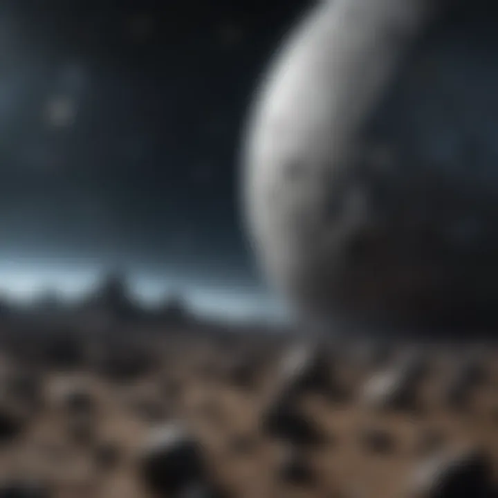 Artistic space wallpaper showcasing moons and asteroids