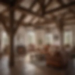 Elegant Spanish style living room with rustic beams