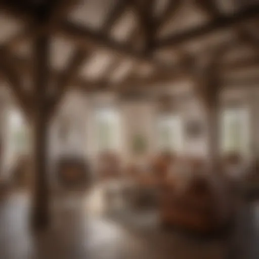 Elegant Spanish style living room with rustic beams