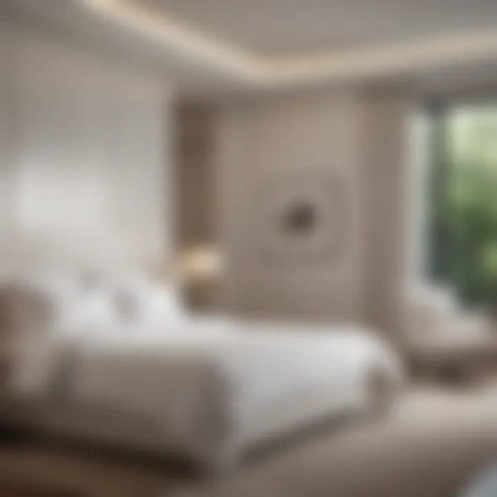 Stylish bedroom featuring a white bedding set