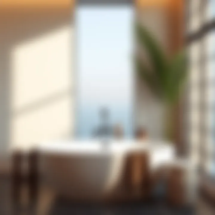 Stylish Freestanding Tub Enhanced by Chic Decor Stylish freestanding tub paired with chic decor elements